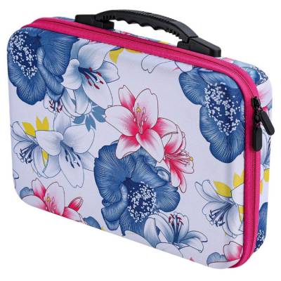 Sortierkoffer, 60 Döschen mit Drehverschluss, Koffer pink mit Blumen
