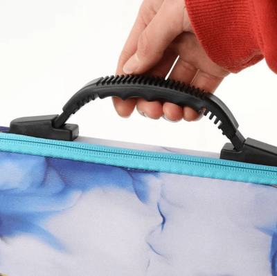 Sortierkoffer, 60 Döschen mit Drehverschluss, Koffer blau gemustert