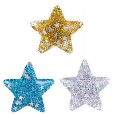 Sterne, als Kühlschrankmagnet oder kleines Gewicht nutzbar, 3er-Set Farbe gold, blau, weiß.