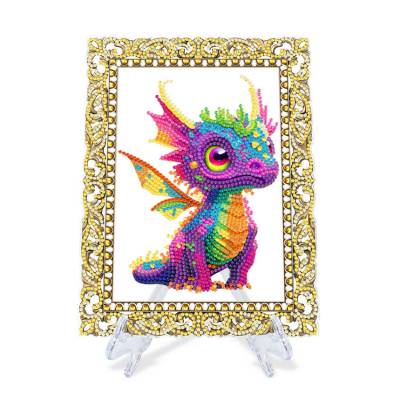 Aufsteller kleiner Drache auf Acryl - mit Strass- und Sondersteinchen zum Painten, ca. 24,5x19cm