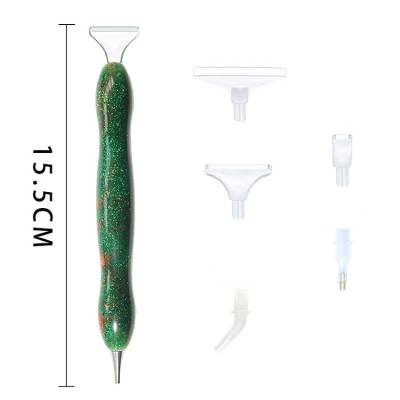 Stift für Diamond Painting, geschwungen, grün, mit Metallspitze & Mehrfachaufsätzen