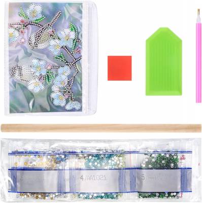 Aufbewahrungstasche mit 3 Fächern zum Painten, Motiv Vögel, Painting-Set mit Strass- & Sondersteinchen