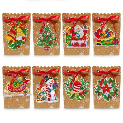 Diamond Painting Gift Bags with Tags, 8 Pieces
