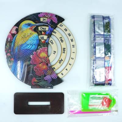 Diamond Painting Desk Calendar, Bird with Flowers, German Version