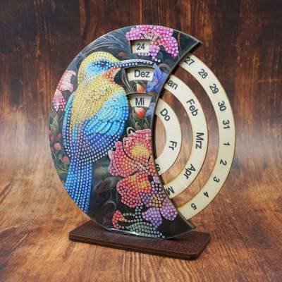 Diamond Painting Desk Calendar, Bird with Flowers, German Version