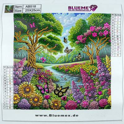 Preview: Diamond Painting Bild, Flusslandschaft, Strass-Diamanten, ca. 25x25cm, Teilbild, gut für Anfänger geeignet