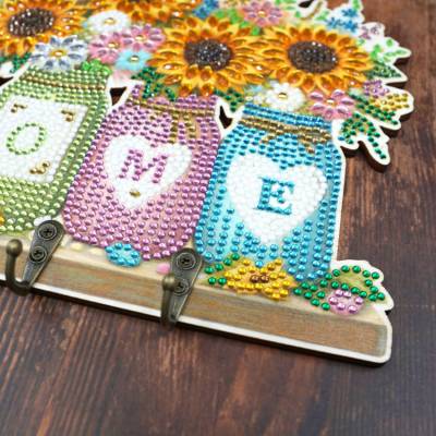 Preview: Diamond Painting Hakenleiste, Sonnenblumen HOME