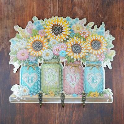Diamond Painting Hook Rack, Sunflowers HOME