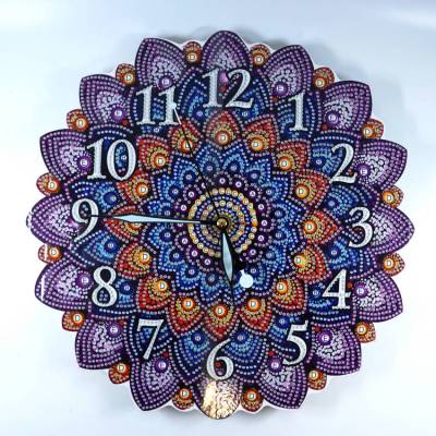 Diamond Painting Wanduhr auf Holz, 29cm