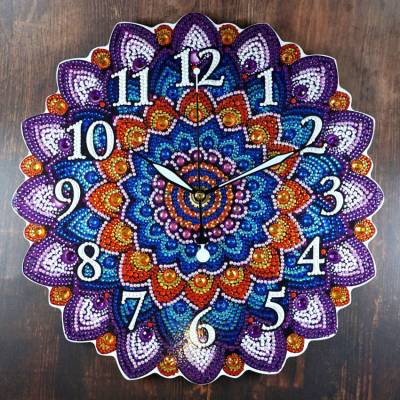 Diamond Painting Wanduhr auf Holz, 29cm