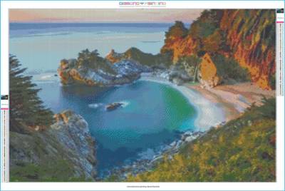 Diamond Painting Bild, Bucht, 60 Farben, runde Steinchen, 100x65cm, Vollbild