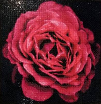 Diamond Painting Bild, Rosenblüte, runde Steinchen, ca. 40x40cm, 25 Farben, Vollbild