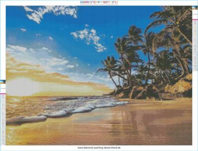 Diamond Painting Bild, Tropenstrand, eckige Steinchen, ca. 100x75cm, 55 Farben, Vollbild