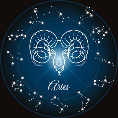Zodiac Sign Aries, Glow In The Dark – Night Glow, Square Stones, 60x60cm, 45 Colours, Full Image