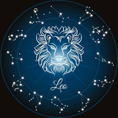 Zodiac sign Leo, Glow in the dark - night glow, round stones, 60x60cm, 45 colours, full picture
