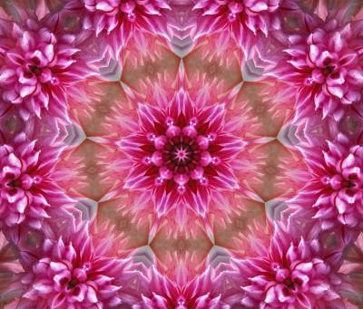 Diamond Painting picture, Pink kaleidoscope, square stones, 90x75cm, 50 colors, full image