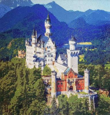 Preview: Diamond Painting Bild, Schloss Neuschwanstein, 70x70cm, 50 Farben, runde Steine, Vollbild