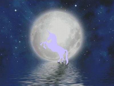 Diamond Painting Picture, Unicorn – Night Glow, Square Stones, Approx. 60x80cm, 50 Colours, Full Picture