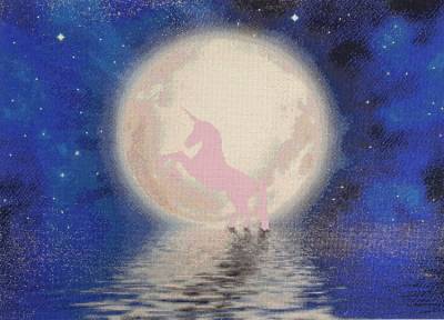 Diamond Painting Bild, Einhorn - Nachtleuchtend, eckige Steinchen, ca. 60x80cm, 50 Farben, Vollbild