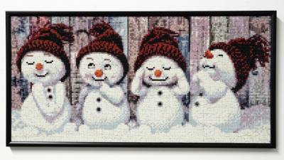 Diamond Painting Bild, Schneemänner, eckige Steinchen, ca. 50x25cm, 35 Farben, Vollbild
