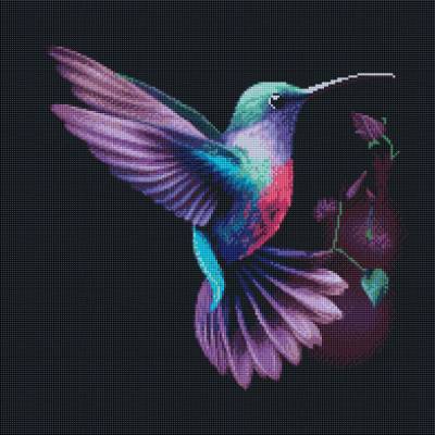 Diamond Painting Bild, Kolibri, eckige Steinchen, 50x50cm, 30 Farben, Vollbild