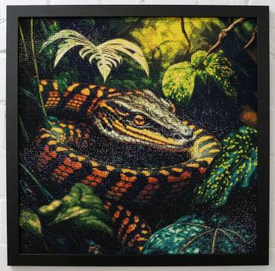 Diamond Painting Bild, Schlange, runde Steinchen, 60x60cm, 35 Farben, Vollbild
