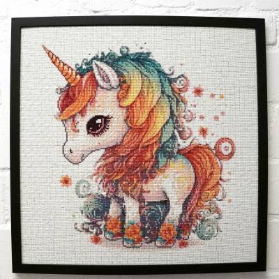 Diamond Painting Bild, kleines Einhorn, eckige Steinchen, 50x50cm, 30 Farben, Vollbild