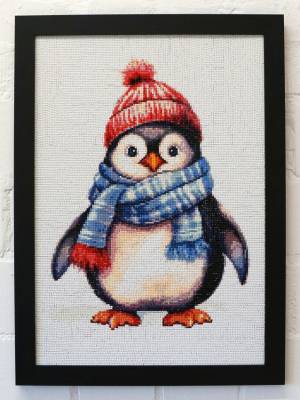 Diamond Painting Bild, Kleiner Pinguin, runde Steinchen, 35 Farben, 35x50cm, Vollbild