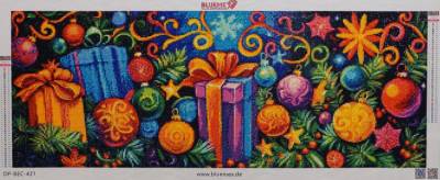 Preview: Diamond Painting Bild, Weihnachtsmotiv Geschenke, 80x30cm, 45 Farben, eckige Steine, Vollbild