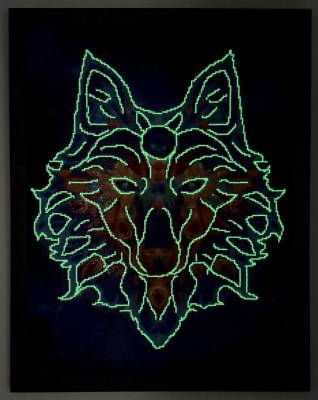 Wolf, Glow in the dark - Nachtleuchtend, eckige Steine, 50x65cm,  43 Farben, Vollbild