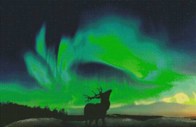 Diamond Painting picture, Northern Lights, square stones, 100x65cm, 71 colours, 7 Glow, full picture