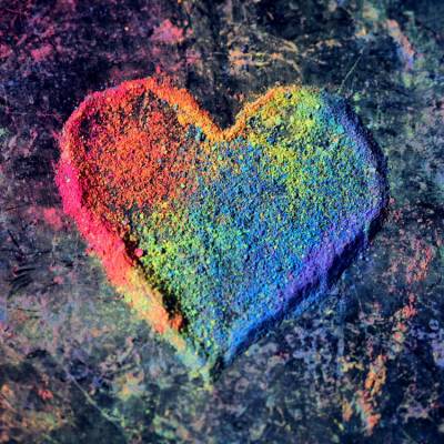 Diamond Painting picture, chalk heart, square stones, 50x50cm, 58 incl. 3 AB colors, full picture