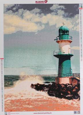 Preview: Diamond Painting Bild, Leuchtturm Warnemünde, 60x85cm, 55 Farben, runde Steine, Vollbild