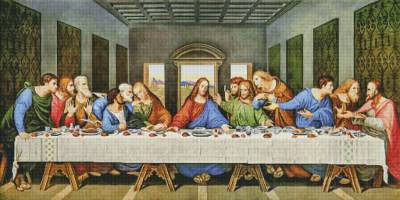 Leonardo da Vinci - Das letzte Abendmahl, eckige Steinchen, 70x140cm, 60 Farben inkl. 2 AB, Vollbild