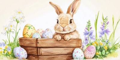 Diamond Painting Picture, Easter Bunny, round Stones, 60x30cm, 52 Colors incl. AB & Fairy Stones, Full Picture