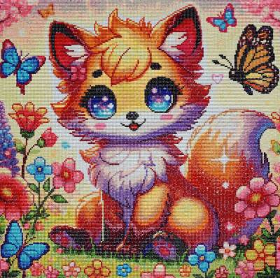 Preview: Michaela Klimes, Little fox, square Stones, 50x50cm, 61 Colors incl. AB & Fairy Stones, Full Picture