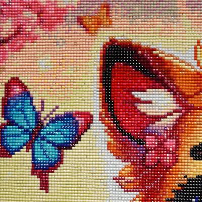 Michaela Klimes, Kleiner Fuchs, eckige Steinchen, 50x50cm, 61 Farben inkl. AB & Feensteine, Vollbild