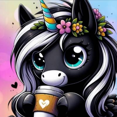 Michaela Klimes, Coffee Unicorn, round Stones, 50x50cm, 43 Colors incl. AB & Fairy Stones, Full Picture