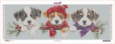 Preview: Diamond Painting picture, Puppies, 120x40cm, 68 colours incl. AB & fairy stones, square stones, full picture