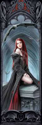 Anne Stokes, Await the Night, 50x150cm, 77 Farben inkl. AB & Feensteine, eckige Steine, Vollbild