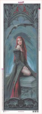 Preview: Anne Stokes, Await the Night, 50x150cm, 77 Farben inkl. AB & Feensteine, eckige Steine, Vollbild