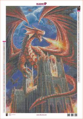 Anne Stokes, Dragon Fury, 60x90cm, 80 Farben inkl. AB & Feensteine, eckige Steine, Vollbild