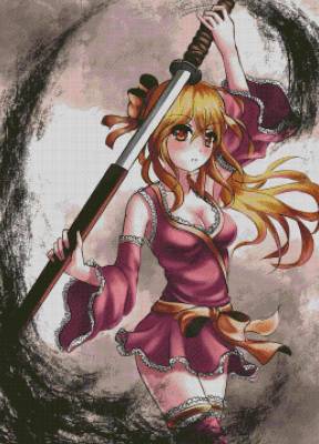 DrakeTurtle, Katana Girl, eckige Steine, ca. 65x90cm, 65 Farben, Vollbild