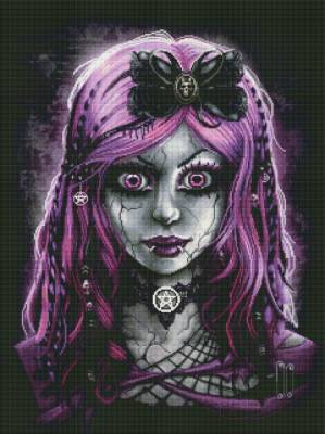 Sarah Richter, Gothic Doll, 60x80cm, 45 Farben inkl. 3 AB, eckige Steine, Vollbild