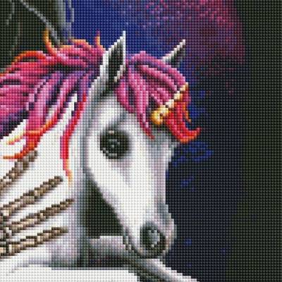 Preview: Sarah Richter, Metallicorn, 60x80cm, 50 Farben inkl. 3 AB, eckige Steine, Vollbild