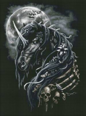 Sarah Richter, Dark Unicorn, 60x79cm, 30 Farben, eckige Steine, Vollbild
