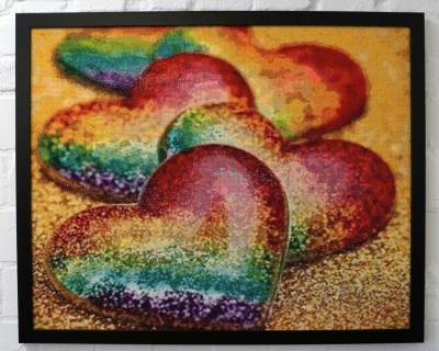 Diamond Painting picture, hearts, square stones, approx.80x64cm, 275 colors, full screen
