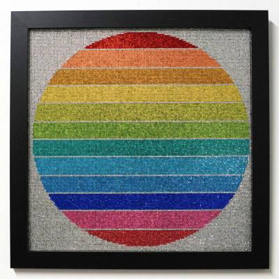 Diamond Painting Bild, Kreis, eckige Strass-Diamanten, 13 Farben, ca. 40x40cm, Vollbild, Anfänger