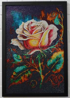 Diamond Painting Bild, Strassrose, eckige Strass-Diamanten, 45 Farben, ca. 50x75cm, Vollbild