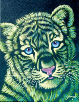 Schim Schimmel, Green little Tiger, eckige Steine, ca. 60x75cm, 45 Farben, Vollbild